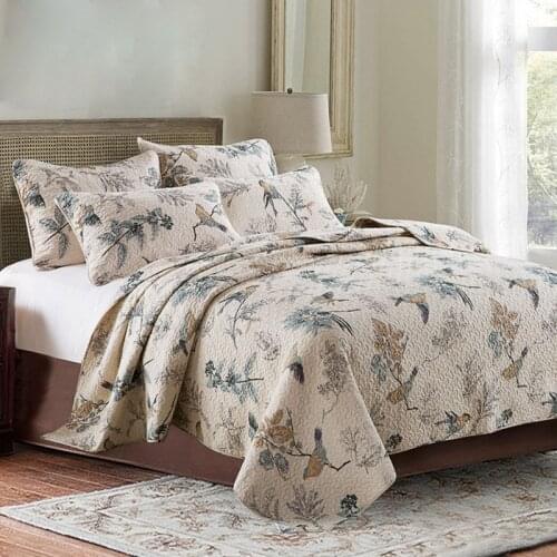 Printed Bedspreads Quilt Sets 3PCS Cotton Quilts Bed Covers With 2*Pillowcase King Queen Size Coverlets For Seasons Use Blanket