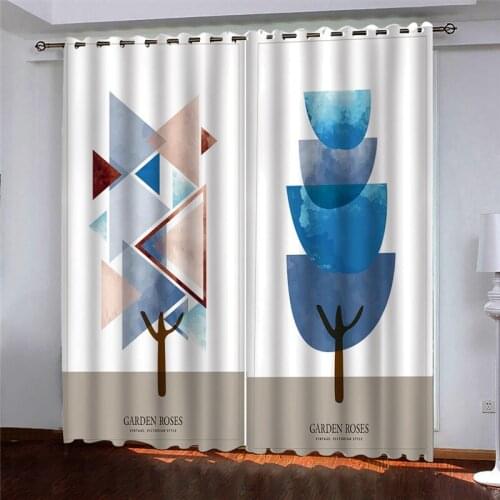 Luxury Living Room Curtains 3D Curtains Colorful geometric figures on white background For The Bedroom Kitchen Modern Window