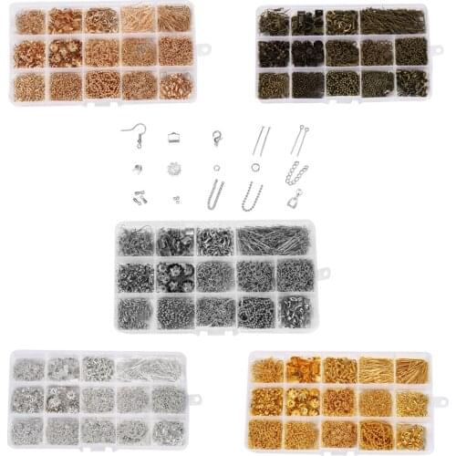 1Set Earrings Hook Chain Open Jump Ring Headpins For Necklace Bracelect DIY Jewelry Making Kits Finding Supplies