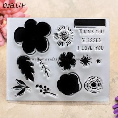 THANK YOU BLESSED I LOVE YOU Flowers Scrapbook DIY photo cards rubber stamp clear stamp transparent stamp 12x10.5cm KW7110817