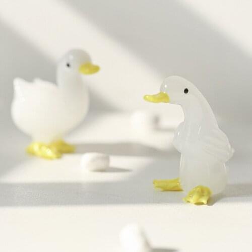 Glass Duck Yellow Home Decoration Accessories Living Room Mini Fairy Garden Doll Home Decoration