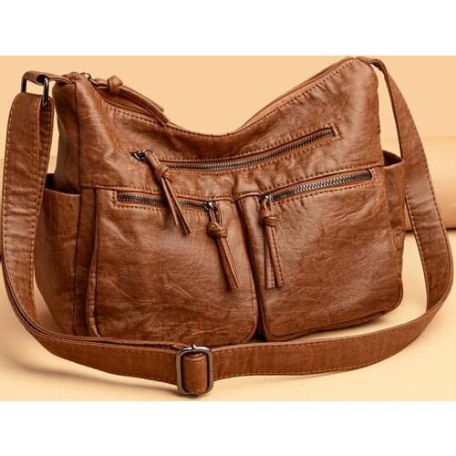 Soft Leather Shoulder Crossbody Bags for Women 2021 Luxury Handbags Women Bags Designer Multi-pocket Female Purses Sac A Main