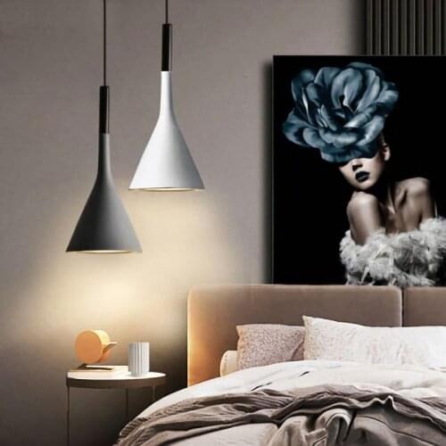 Nordic Style Led Pendant Lights E27 Black Lampshade Decoration Kitchen Fixture Bedroom Table Dining Home Decor Indoor Lighting