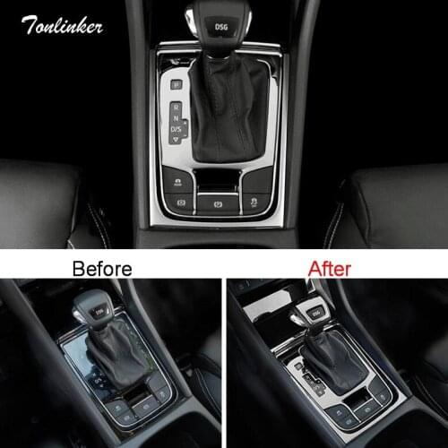 Tonlinker Cover Case Stickers for SKODA KODIAQ 2017-18 Car Styling 1/2 PCS Stainless steel Gear box position Cover Case stickers