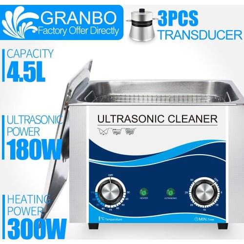 Granbo Ultrasonic Cleaner 4L 4.5L 180W Knob Stainless Steel Ultrasonic Cleaner Bath With Heater Timer Cleaning Medical Tools