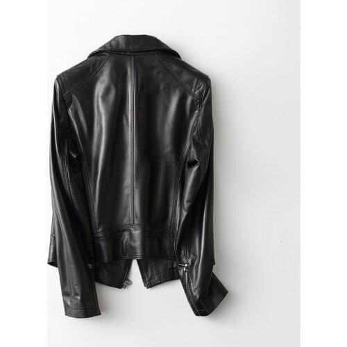 Leather Genuine Streetwear Jacket Women 2020 Spring Korean Fashion Vintage MotoShort Sheepskin Leather Jacket Coat 29055
