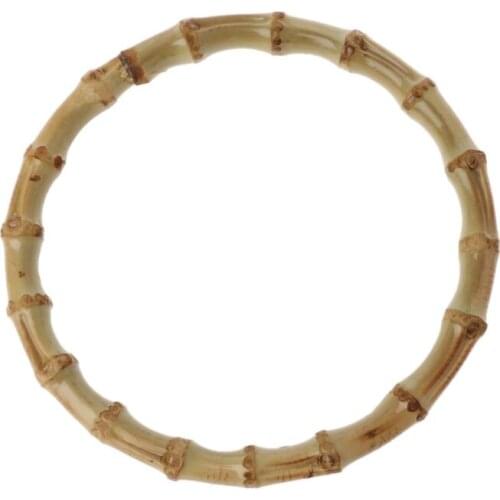 1 x Round Bamboo Bag Handle for Handcrafted Handbag DIY Bags Accessories Good Quality 13x13cm