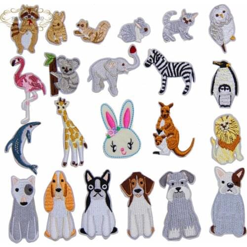 1 pcs Little Animals Dog Rabbit Zebra embroidered iron on patches cloth accessories bag hat repair Appliques phone decor diy