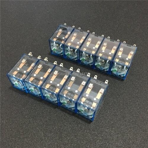 10pcs MY2NJ DC 12V 24V 110V 220V AC Coil Power Relay Micro Mini Electromagnetic Relay 8 Pins DPDT 2NO 2NC 5A MY2N-J HH52P