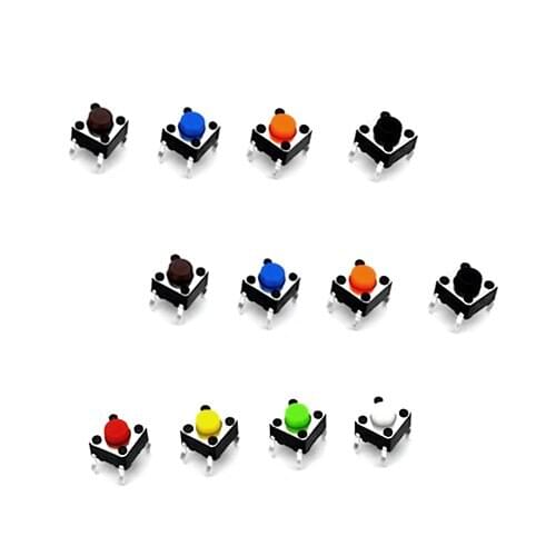 1000Pcs 6*6*4.3mm Through Hole Micro Push Button Tactile Tact Electronic Switch Brown/Blue/Black/Red/Orange/Green/Yellow/White