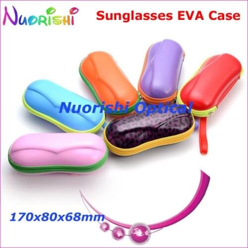 20pcs Shiny Fresh Colorful Eyeglass Glasses Sunglass Sunglasses Zipper 6 Colors EVA Case Box ML032 Free Shipping