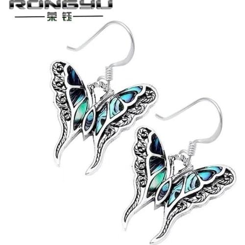 2021 Court Painted Retro Butterfly Earrings 2021 New Fashion Imitation Thai Jewelry Wholesale