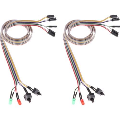 2x Desktop Computer Case ATX Power On Reset Switch Cable With HDD LED Light