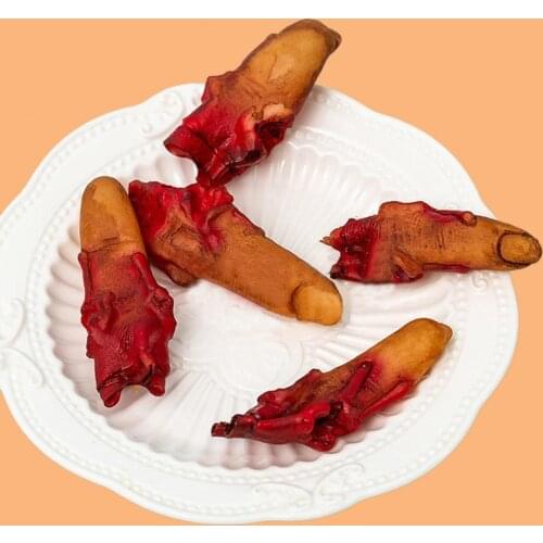 5Pcs Bloody Finger Props Simulation Party Supplies Plastic Halloween Bloody Finger Horror Props for Haunted House