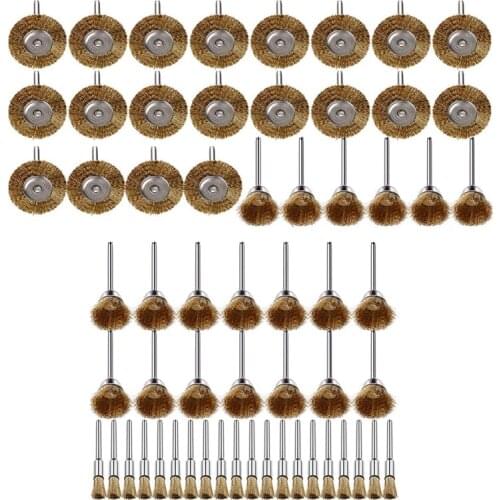 60Pcs Mini Wire Brush Wheel Cup Steel Wire Brush Set Shank For Power Dremel Rotary Tools Polishing Buf