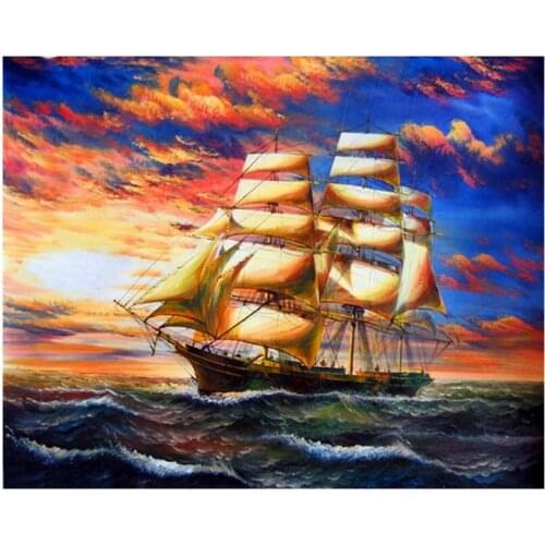 DIY 5D Diamond Embroidery Landscape Mosaic Picture Full Sailing on the sea Diamond Painting Cross stitch Home Decoration Gift