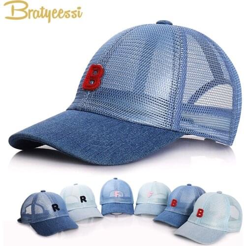 New Summer Baby Hat for Girls Adjustable Children Baseball Cap for Boy Mesh Denim Baby Cap Kids Sun Hats for 1-5 Years