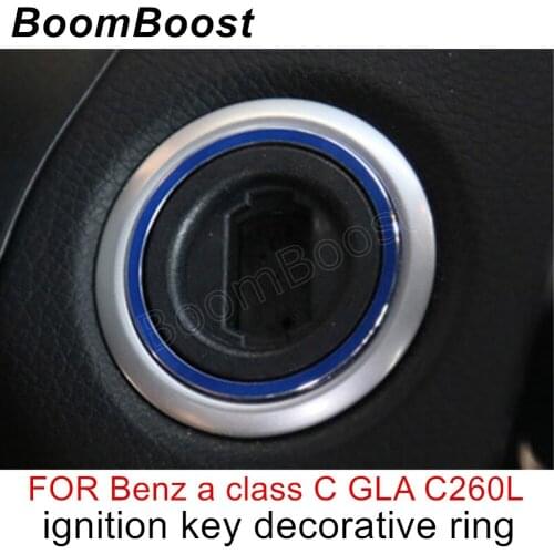 BoomBoost Ignition Switch cover key switch decoration ring FOR Benz a class C GLA C260L Car styling 2 colors to choose