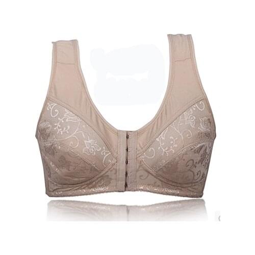 Front 5 buttons cotton bra bralette seamless wireless bra women sexy lace push up brassiere full B C D cup coverage vest bh C3