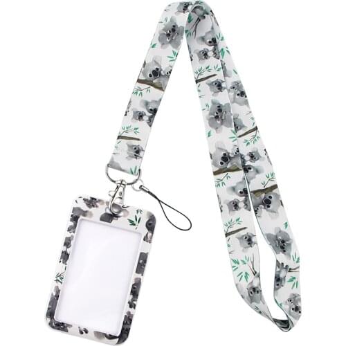 DZ1591 Cute Animal Koala Neck Strap Lanyards Keychain Badge Holder ID Card Pass Hang Rope Lariat Lanyard Key Chain