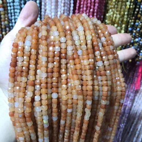 Natural Stone Beaded Faceted Red Aventurine Square Shape Loose Beads For Jewelry Making DIY Necklace Bracelet Accessories 5x5mm
