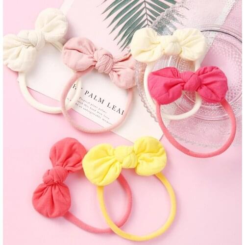 Cotton Bows Baby Headbands For Girls Nylon Elastic Princess Hair Bands Rabbit Ear Hairband For Children Newborn Hair Accessories