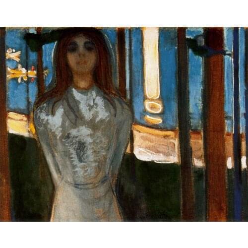 Oil Painting Reproduction on Linen Canvas,the-voice-summer-night-1896 by Edvard Munch,100% handmade,abstract oil painting