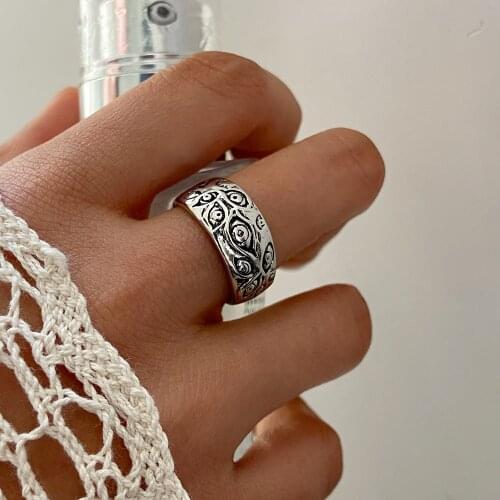 Punk Fashion Rings for Women Men Retro Hip-Hop Personality Ring Engraved Demon Eye Retro Hipster Ring