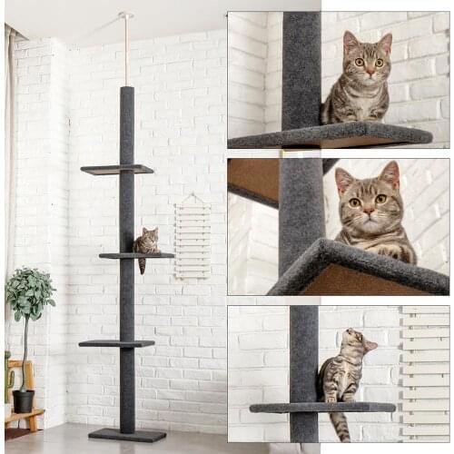 H238-274cm Cat Tree Towers Adjustable Climb Stratching Posts for Cat Kitten Funny Jumping Toy Cat House когтеточка rascador gato