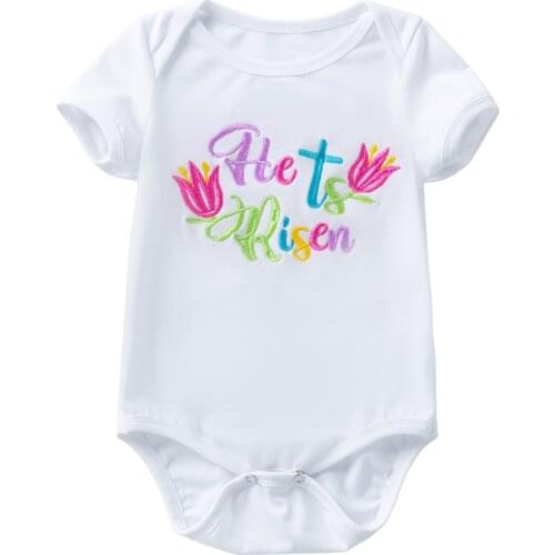 Newborn Baby Girl or Boy Fashion Clothes for 0-2 year Kid Romper Cotton Child Easter Day Party Cross Embroidery&Printing Costume