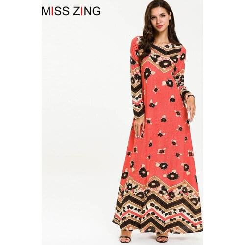 Fashion Women Flower Printed Dress Long Sleeve Skirt Muslim Abaya Kimono Long Gowns Ramadan Middle East Islamic Prayer Clothing