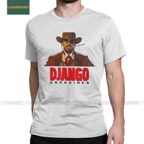 Awesome Django Unchained T-Shirt Men Cotton T Shirts Tarantino Quentin Western Movie Leonardo Cowboy Dentist Short Sleeve Tees