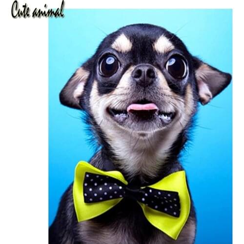 DIY Diamond Embroidery Chihuahua Mosaic Kit Cross Stitch 5D Diamond Painting Full Square Drill Rhinestones Pet Dog Wall Stickers