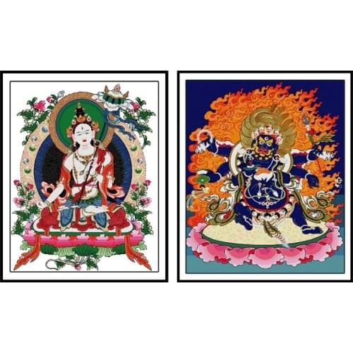 Joy Sunday Cross Stitch Kits Embroidery Chinese Style Thang-ga Patterns DIY Hand Needlework Set 14CT Cross Stitch Printed Fabric