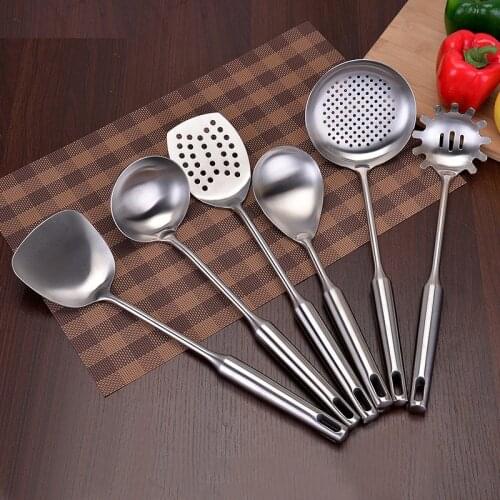 Stainless Steel Cookware Set Cooking Tools Kitchen Utensils Kitchenware Shovel Turner Rice Soup Spoon Pasta Server Strainer