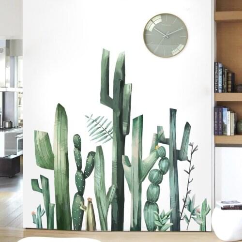 Cactus Wall Stickers Tropical Plants Room Decor Aesthetic Nordic Style Window Stickers Living Room Bedroom Bathroom Wallstickers