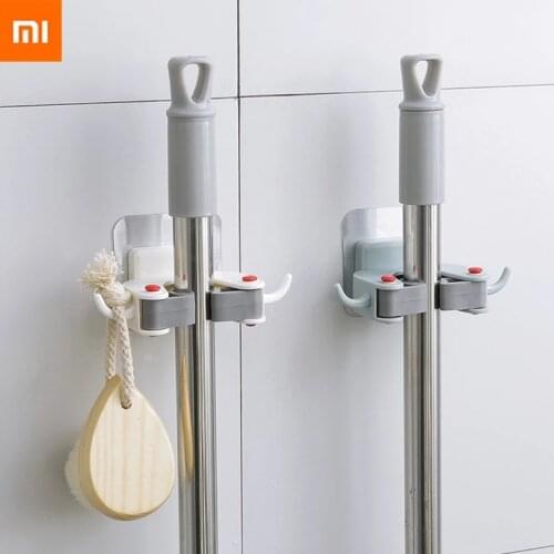 New xiaomi mijia Wall Mounted Mop Organizer Holder Brush Broom Hanger Home Storage Rack Bathroom Suction Hanging HouseholdTools