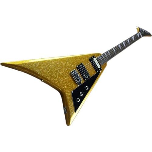 Irregular shaped golden electric guitar withcustom guitar/gift to friends handmade guitar