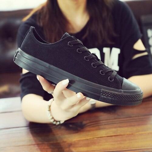 2021 spring and autumn new all black lace-up lightweight canvas shoes fashion trend student shoes low-top mens casual shoes