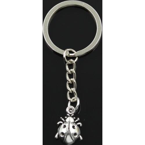 New Fashion Keychain 19x13mm Ladybug Bug Pendants DIY Men Jewelry Car Key Chain Ring Holder Souvenir For Gift
