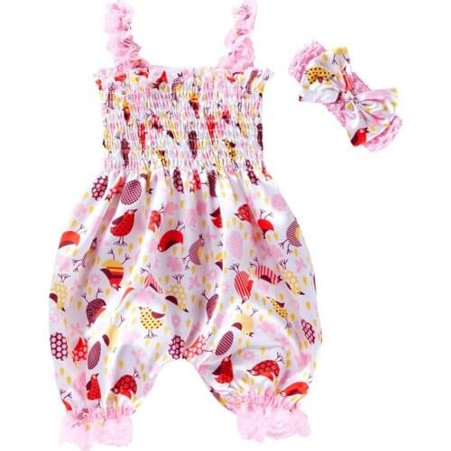 Wholesale 0-2Y Summer Toddler Baby Girls Kids Cute Cartoon Print Sleeveless Romper Outfits Kids Clothes Baby Children Clothing