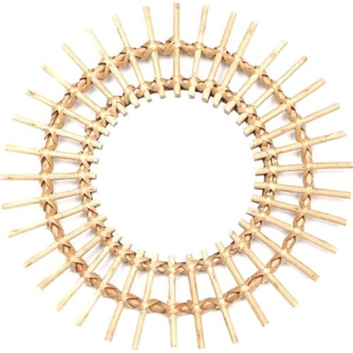 Wicker Willow Decorative Mirrors Makeup Mirror Wall Mounted Home Decoration Hanging Ornament 28/40CM E2S