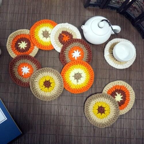 Handmade crochet Bar Coasters Drinks Cup Coaster Vintage Ethnic Floral Design Coasters Tabletop Protection for Any Table 15pcs