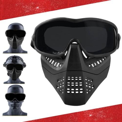Full Face Tactical Airsoft Mask Breathable Military Shooting Mask with Detachable Goggles Army Paintball Hunting Face Masks