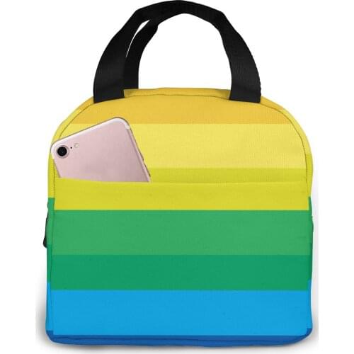 Striped Multicolored Rainbow Cooler Lunch Box Portable Insulated Lunch Bag Thermal Food Picnic Lunch Bags