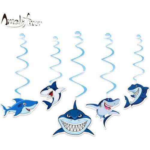 Shark Animal Theme Ceiling Hanging Swirl Decorations Under the Sea Animals Kids Event Birthday Party Decorations Supplies