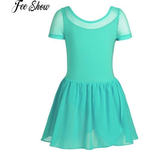 Girls Professional Ballet Tutu Dress for Dancing Class Mesh Short Sleeve Ballet Dance Gymnastics Leotard Dress for Kids Costume
