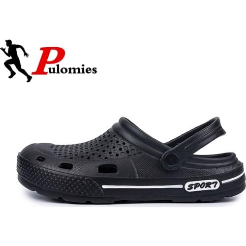 PULOMIES Summer Men Slippers Sandals Massage Clogs Outdoor Garden Shoes Men Pool Sandals Bathroom Slides Mules Beach Slippers
