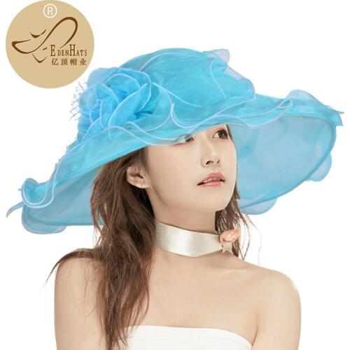 Wide Brim Organza Kentucky Derby, Wedding Hat with Handmade hats S10-3598