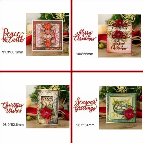 Merry Christmas Wishes Peace Seasons Greetings Letter Words Alphabet Sentence Metal Cutting Dies Diy Make Cards Stencils Craft